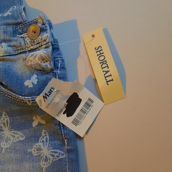 Squeeze‎ Denim Bibs Shortalls Girls Size 6 Butterfly Print - Picture 5 of 5